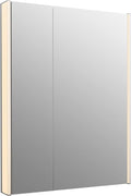 Kohler 81149-SLE-DA1 Maxstow Frameless Two-Door Medicine Cabinet Mirror with Lights, LED Light, Mirror Door & Staggered Shelves, Rectangular Frame, 32 in. W x 40 in. H