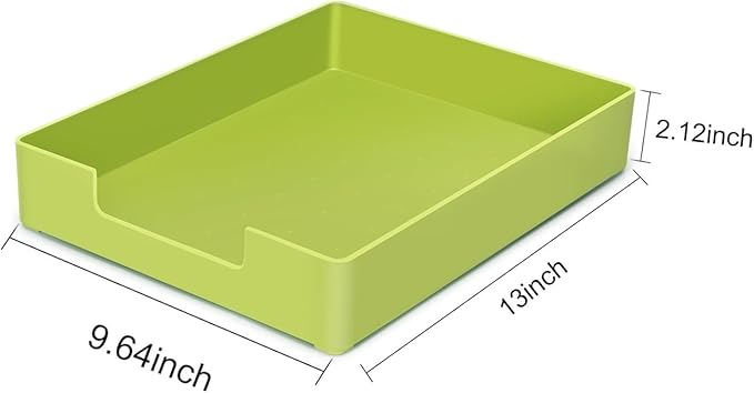 Letter-Size Tray, Desk Drawer Organizer, A4 Plastic Paper Tray for Office, School, Home Storage, and Storage Containers for Gift Wrap, and Crafts (Green)
