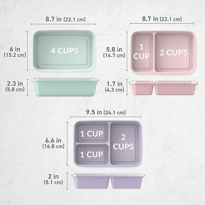 Bentgo Prep 60-Piece Meal Prep Kit - Reusable PFAS & BPA-Free Food Containers, 1-Compartment, 2-Compartment, & 3-Compartments - Microwave, Freezer, & Dishwasher Safe (Floral Pastels)