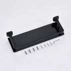 16-Inch Bathroom Glass Shelf - Matte Black Wall-Mounted Organizer - Thickened 8mm Black Tempered Glass with Safety Railing