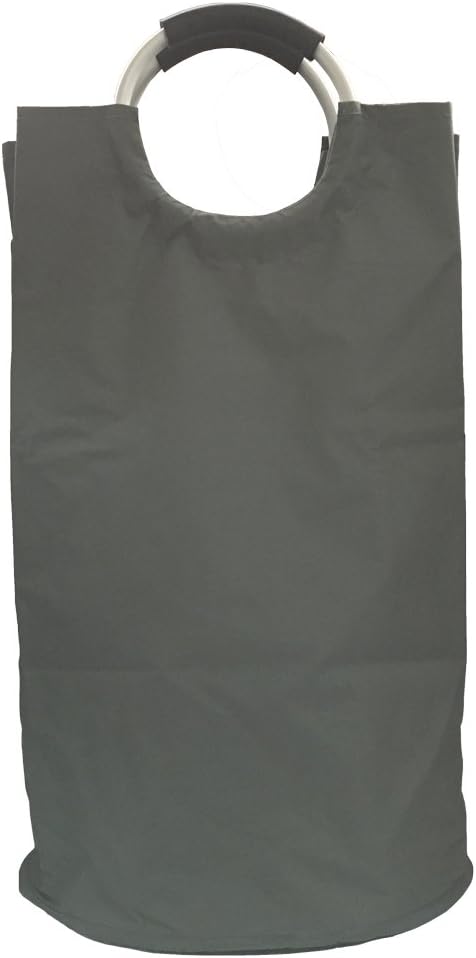 Mziart Thicken Laundry Hamper Tote with Alloy Handles, Heavy Duty and Durable Canvas Clothes Storage Bag Washing Bag, Collapsible and Self Standing as Laundry Basket (Dark Grey)