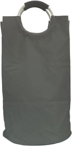 Mziart Thicken Laundry Hamper Tote with Alloy Handles, Heavy Duty and Durable Canvas Clothes Storage Bag Washing Bag, Collapsible and Self Standing as Laundry Basket (Dark Grey)