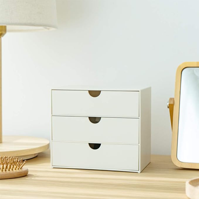 3-Drawer Vanity Organizer, Compact Storage Organization Drawers Set for Cosmetics, Dental Supplies, Bathroom, Dorm, Desk, Countertop, Office Mini Size