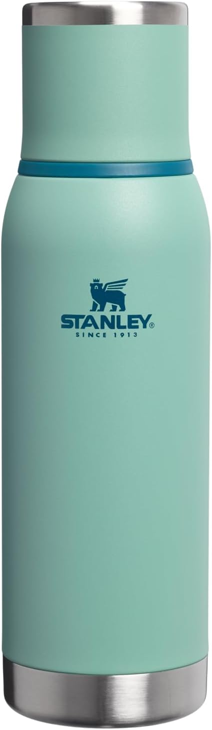 Stanley Adventure-To-Go Vacuum Bottle 25 oz | Wide Mouth with Leakproof Cup Lid | Keep Drinks Hot or Cold | Packable for Travel | Insulated Stainless Steel Thermal Bottle | BPA-Free | Spring Green