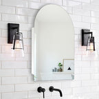 24x36 Inch Arched Bathroom Medicine Cabinet, Frameless Mirror Storage with Modern Cabinet Storage, Removable Shelves, Rust-Resistant White Wall Mounted Vanity