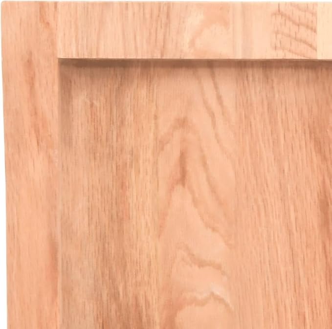 vidaXL Solid Oak Wood Bathroom Countertop, Light Brown, 47.2"x11.8"x(0.8"-1.6"), Treated Surface, Live-Edge Design, Versatile and Durable