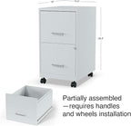 Staples 2-Drawer Vertical File Cabinet, Letter Size Documents, Lockable & Mobile, 18" D x 14" W x 26.3" H, Gray