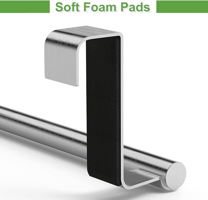 9" Over The Cabinet Towel Bar Holders, Handing Towel and Washcloth Rack for Bathroom and Kitchen, Stainless Steel, 2 Pack (Sliver)