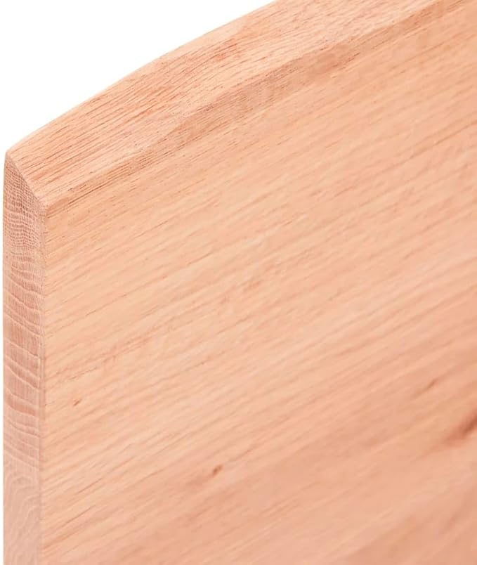 vidaXL Versatile Solid Oak Wood Bathroom Countertop in Light Brown Finish – Handmade and Treated - 15.7"x23.6"x0.8"