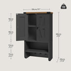 Bathroom Wall Cabinet, Farmhouse Medicine Cabinet with Adjustable Shelf, 3-Tier Wall-Mounted Storage Cabinet with 3 Hooks and Open Shelf, for Bathroom, Living Room, Kitchen, Black and Walnut