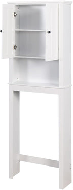 Over The Toilet Storage Cabinet, Storage Cabinet Over Toilet with Door & Adjustable Shelves, Home Space Saver for Bathroom (White)