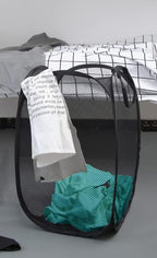 2 Pack Pop Up Laundry Hampers, Collapsible Mesh Laundry Basket, Foldable Clothes Hampers for Bathroom, College Dorm, Travel, Cruise (Black)