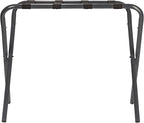 Household Essentials Luggage Rack, Grey Frame with Black Straps