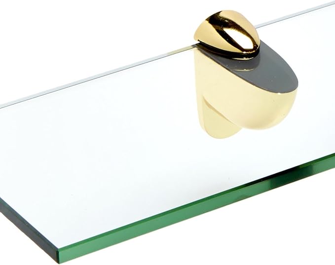 Spancraft Glass H-4.75x12-Brass Heron Glass Shelf, Brass, 4.75" x 12"