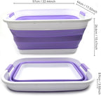 SAMMART Set of 2-41L(10.8 gallon) Collapsible Plastic Laundry Basket-Pop Up Storage Container-Portable Washing Tub-Space Saving Hamper,Water capacity:32L(8.4 gallon) (2 rectangular, Lt. Purple)