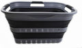 SAMMART 30L (8 Gallon) Collapsible 3 Handled Plastic Laundry Basket - Foldable Pop Up Storage Container/Organizer - Space Saving Hamper/Basket (Grey/Black)