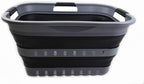 SAMMART 30L (8 Gallon) Collapsible 3 Handled Plastic Laundry Basket - Foldable Pop Up Storage Container/Organizer - Space Saving Hamper/Basket (Grey/Black)