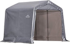 ShelterLogic 8' x 8' x 8' Shed-in-a-Box All Season Steel Metal Peak Roof Outdoor Storage Shed with Waterproof Cover and Heavy Duty Reusable Auger Anchors