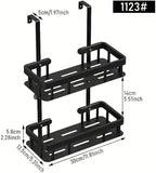 Over Door Shower Caddy, Black Rustproof Bathroom Organizer, 2-Tier Storage Rack, 11.81x5.31 Inch Shelves, No Drilling Required