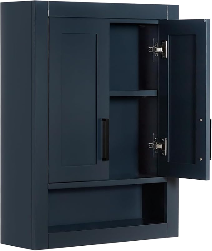 ARIEL Bathroom Wall Cabinet 31" H x 23.1W x 8" D - Open Shelf - Midnight Blue
