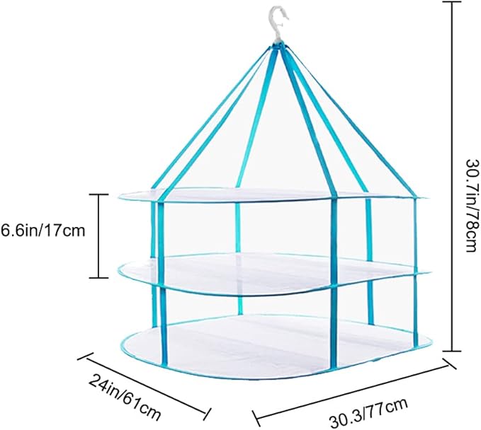 Fashion & Lifestyle Large Size Sweater Hanging Dryer, 3 Tier Folding Drying Rack, Lay Flat to Dry Mesh Clothes Hanger for Delicates and Swimsuit