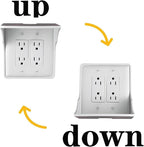 2 Pac White Double Wall Outlet Shelf-Home Wall Shelf Organizer for Outlets, Perfect for Bathroom, Kitchen, Bedrooms with Cord Management and Easy Installation