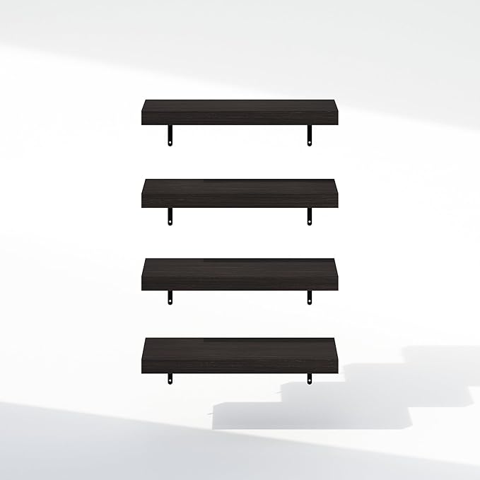 Furinno Tanna Floating Shelves for Wall Set of 4, 22-Inch Bathroom Wall Shelf, Wall Mounted Shelf, for Bathroom Organizers and Storage, Living Room, Tobacco Oak