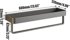 Wall Mounted Bathroom Shelves, 2-Tier Floating Shelf with Removable Hooks, Bathroom Wall Organizer(Gray)