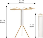JOOM Tripod Clothes Drying Rack, Garment Rack Portable and Foldable Space Saving Laundry Drying Rack - Drying Rack Clothing 12 Rods Wooden
