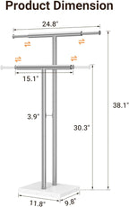 ELYKEN Standing Towel Racks for Bathroom, 2-Tier Floor Towel Holder Stand with Weighted Marble Base, Freestanding Bath Towel Rack, Width Adjustable & Stainless Steel Brushed Finish