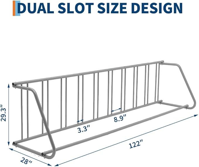 Floor Bike Rack, Sigle-Side 10-Bike Rack 122" L,Grid Bikes Racks In Ground, Freestanding Bicycle Floor Parking Stand, Stand Bike Racks for Garages Streets Yards Bike Events