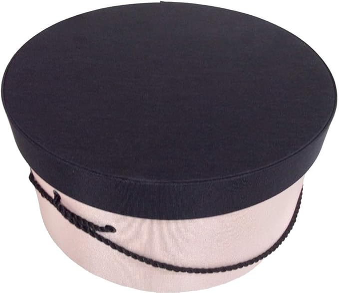 Sarah's Hat Boxes Classic Pink/Black Hat Box – 14.75" x 7.5" (Dia. x Ht.) Handmade in USA – Odorless Non-Toxic Adhesive, Cording Handle – Premium Storage for Hats & Accessories