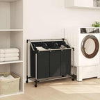 Laundry Sorter with 3 Bags Black Steel Frame, Heavy-Duty Rolling Cart with Removable Sorting Bags and Casters for Easy Transport, Durable Steel Frame Supports Large Loads