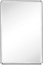 TEHOME Farmhouse Brushed Nickel Metal Framed Recessed Bathroom Medicine Cabinet with Mirror Rounded Rectangle Medicine Cabinet with Beveled Mirror 16x24''