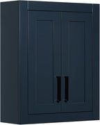 ARIEL Bathroom Wall Cabinet 26" H x 21" W x 8" D - Closed Door - Midnight Blue