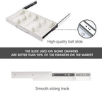 Large Size Under Desk Slide out Pencil Drawer White with Adjustable Space Divider Design for Storing Pencil and Office Accessories, Underdesk Pull out Tray Organizer Mounted for Sit Stand Workstation