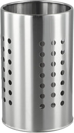 FABULETTA Stainless Steel Utensil Holder for Kitchen Countertop, Cutlery Drainer Rack with Drain Hole, Rust-Resistant Vertical Organizer Stand for Spoons and(Silver Medium)