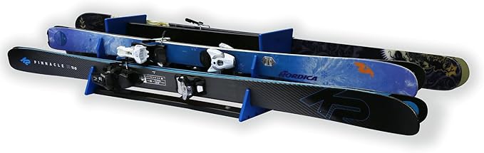 TRAPSKI Mobile Racing and XC Ski Rack Marine Grade HDPE Plastic | UV Protected | Premium Strap Included | 3 Year Warranty | Made in The USA | Veteran Owned Business (Blue, Quad)