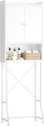 Kitsure Over The Toilet Storage Cabinet - 3 Tier Bathroom Organizers and Storage Solution with Adjustable Shelf & Bottom Bar, Anti-Tip Bathroom Storage Cabinet, White, 3 Tiers (67.9" H)