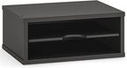 Ballucci File Organizer, 2-Tier Document Paper Sorter, Stackable Wood Desk Organizer Mail Holder, Monitor Stand with Storage Shelves, Black