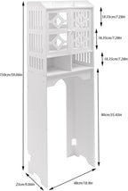 4 Tier Toilet Cabinet Floorstanding Over The Toilet Storage Cabinet Bathroom Storage Organizer Shelf for Home Bathroom,18.9 * 9.06 * 59.06in,White (Type B)