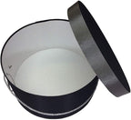 Sarah's Hat Boxes Classic Black/Gray Hat Box – 12.75" x 6.5" (Dia. x Ht.) Handmade in USA – Odorless Non-Toxic Adhesive, Cording Handle – Premium Storage for Hats & Accessories