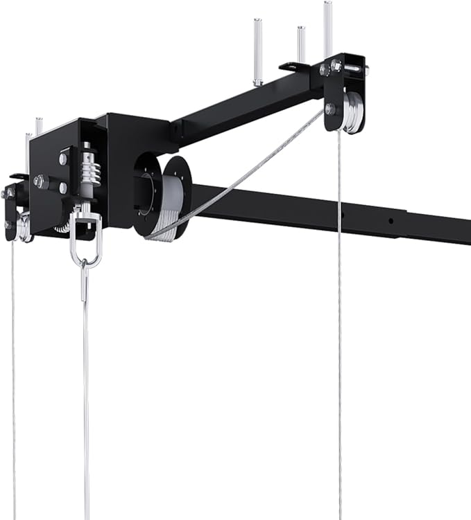 Garage Storage Lift,Overhead Garage Storage Rack,4x4 FT Ceiling Storage Racks for 10-12 FT, 250LBS Capacity All-Steel Construction with Safety Lock (4 * 4)