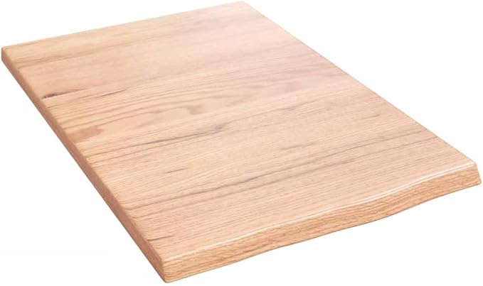 vidaXL Versatile Solid Oak Wood Bathroom Countertop in Light Brown Finish – Handmade and Treated - 15.7"x23.6"x0.8"