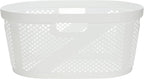 Mind Reader 40L Ventilated Laundry Baskets, Lightweight Clothes Hamper with Cutout Handles for Bathrooms and Closets, Plastic, Set of 2, White