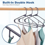 HOUSE DAY Plastic Hangers 20 Pack, Space Saving Clothes Hangers with Built-in Hooks, Durable & Strong Closet Organizers and Storage, Dorm Room Essential, Perfect for Shirts, Coat, Pants, Dress - Grey