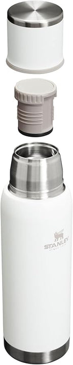 Stanley Adventure-To-Go Vacuum Bottle 1.1 qt, Wide Mouth with Leakproof Cup Lid, Keep Drinks Hot or Cold, Packable for Travel, Insulated Stainless Steel Thermal Bottle, BPA-Free, Frost (Pack of 4)