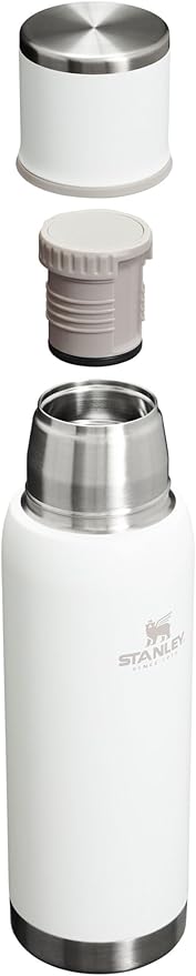Stanley Adventure-To-Go Vacuum Bottle 1.1 qt, Wide Mouth with Leakproof Cup Lid, Keep Drinks Hot or Cold, Packable for Travel, Insulated Stainless Steel Thermal Bottle, BPA-Free, Frost (Pack of 4)