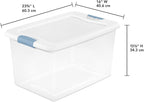 Sterilite 12 Pack Latching Box, Under Bed Storage Bins with Lids, Clear Plastic, 64 Quart - Heavy-Duty Organizing Containers for Closet, Bathroom, and Office