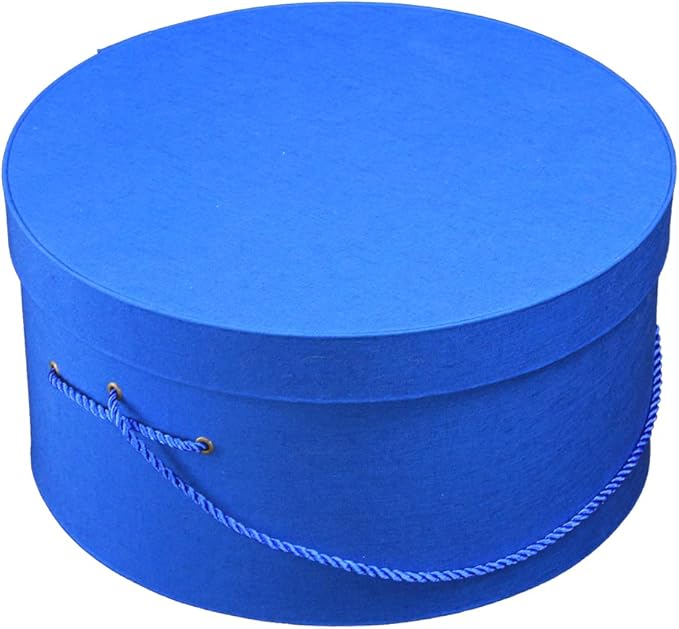 Sarah's Hat Boxes Classic Royal Hat Box – 11" x 5.5" (Dia. x Ht.) Handmade in USA – Odorless Non-Toxic Adhesive, Cording Handle – Premium Storage for Hats & Accessories